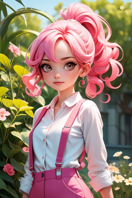394982-1095762892-(masterpiece, best quality), 1girl, wavy hair, looking at viewer,upper body, suspenders, floral print, ponytail, pink hair, sunl.png